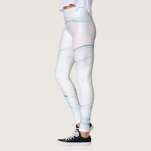 Blue Pink And White Marble Stone Leggings (Left)