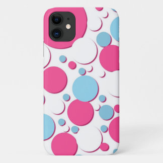Blue pink and white polka dots iPhone 11 case