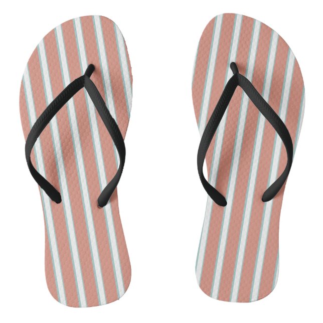 Blue, pink and white stripes pattern flip flops (Footbed)