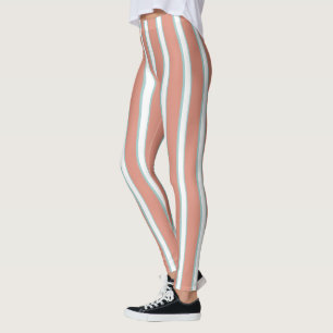 Blue, pink and white stripes pattern leggings