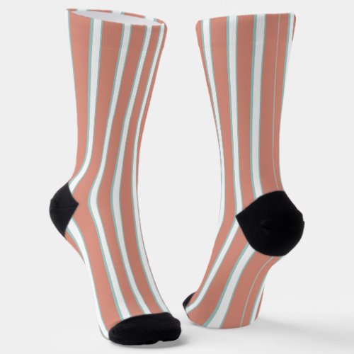 Blue pink and white stripes pattern socks