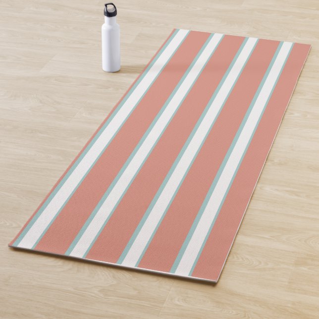 Blue, pink and white stripes pattern yoga mat (In Situ)