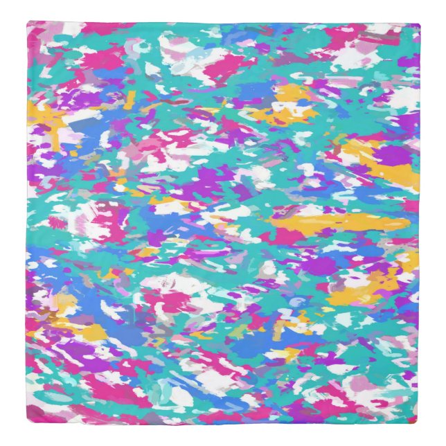 Blue, Pink and Yellow Duvet Cover (Front)