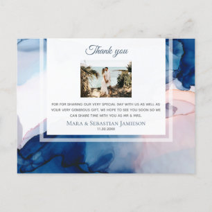 ~ Blue Pink AR17 - Elegant Wedding Thank You Postcard