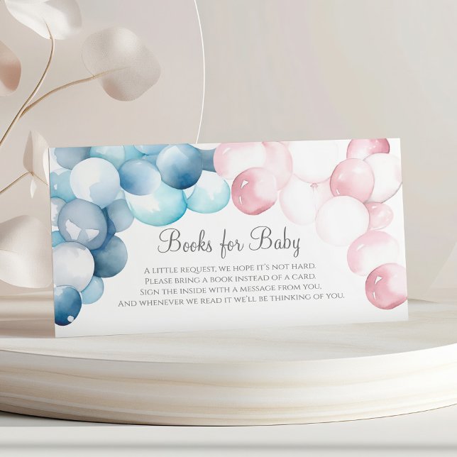 Blue Pink Arc Balloons Gender Reveal Book Request Enclosure Card (Creator Uploaded)