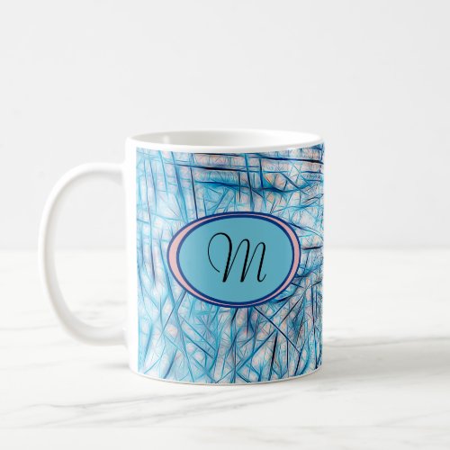 Blue Pink Artsy Watercolor Monogram Coffee Mug