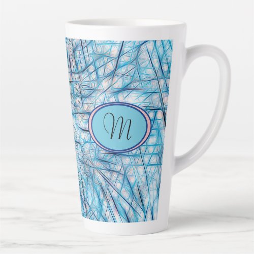 Blue Pink Artsy Watercolor Monogram Latte Mug