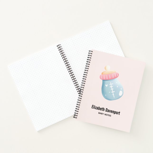 Blue & Pink Baby Bottle Cute Notebook (Inside)