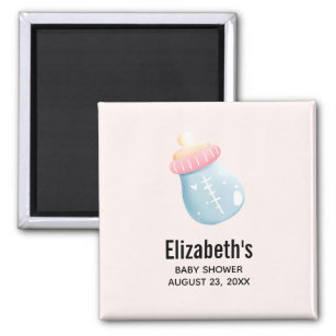 Blue & Pink Baby Bottle Cute Save the Date Magnet