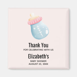 Blue & Pink Baby Bottle Cute Thank You Magnet