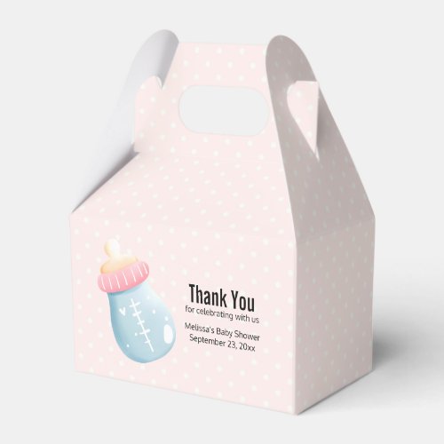 Blue  Pink Baby Bottle with Cute Polka Dots Favor Boxes