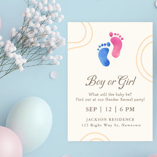 Blue & Pink Baby Feet Gender Reveal Invitation