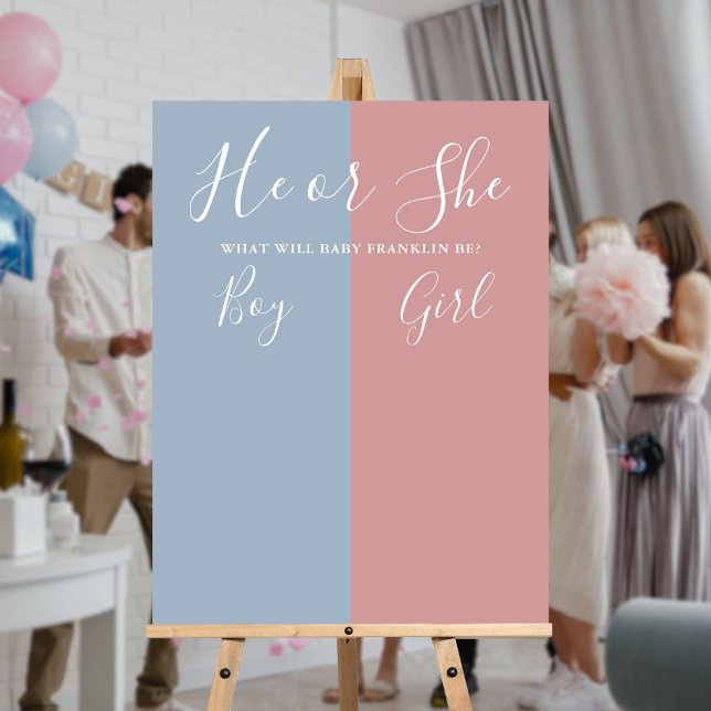 Blue Pink Baby Shower Gender Reveal Voting Sign (Blue Pink Baby Shower Gender Reveal Voting Sign)