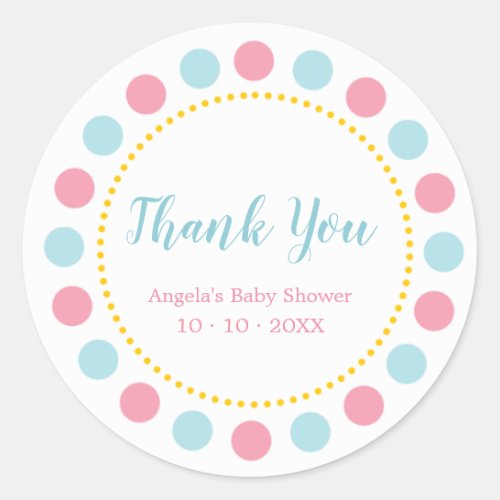 Blue  Pink Baby Shower Thank You Stickers