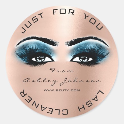 Blue Pink Beauty Glitter Peach Lash Makeup Cleaner Classic Round Sticker