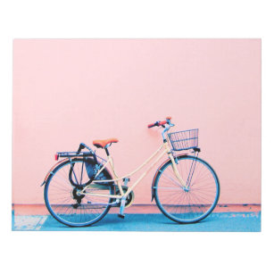 Blue Pink Bike Basket Bicycle Wheels Notepad