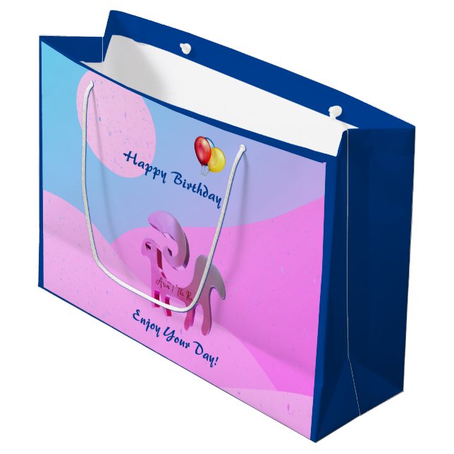 Blue Pink Birthday  Aries Gift Bag (Front Angled)