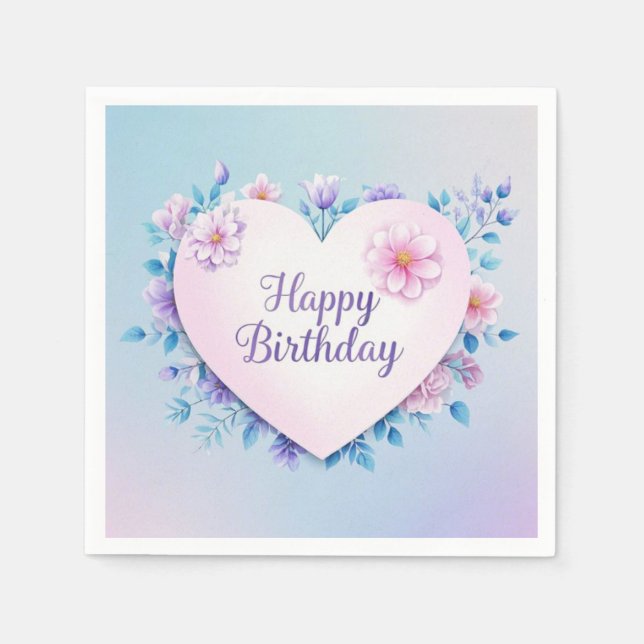 Blue Pink birthday luxurious elegant extravagant  Napkins (Front)