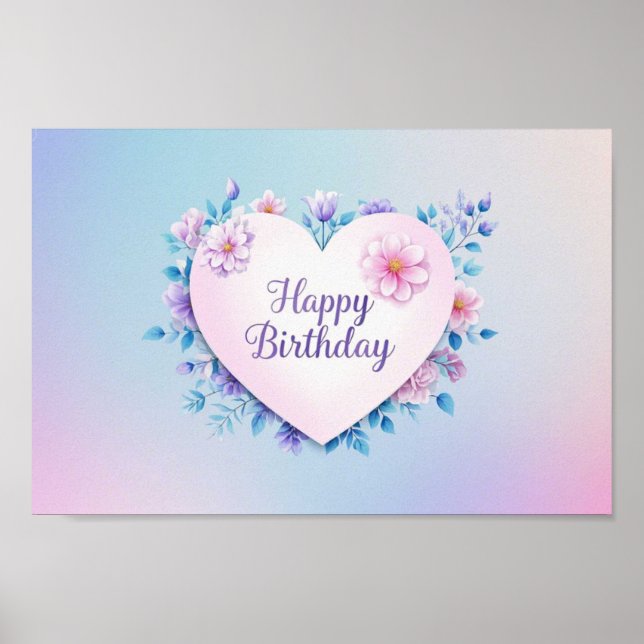 Blue Pink birthday luxurious elegant extravagant  Poster (Front)