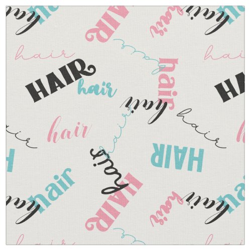 Blue Pink Black Hair Typography Pattern Fabric