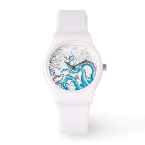 Blue Pink Bleached Tentacles Ink Watch