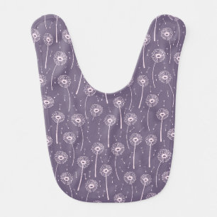 Blue pink bohemian dandelions pattern baby bib