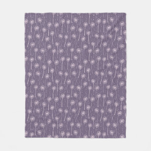 Blue pink bohemian dandelions pattern fleece blanket