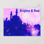 Blue &amp; Pink Brighton Pavilion Screenprint Postcard