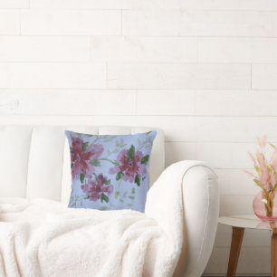 Blue Pink Burgundy and Dark Green Throw Pillow