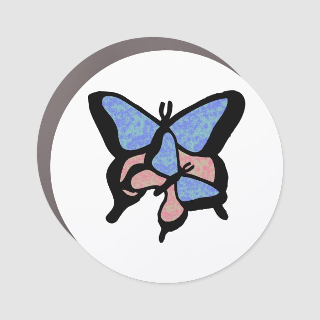 Blue & Pink Butterflies Car Magnet (Front)