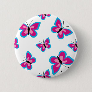 Blue Pink Butterfly Pattern Button