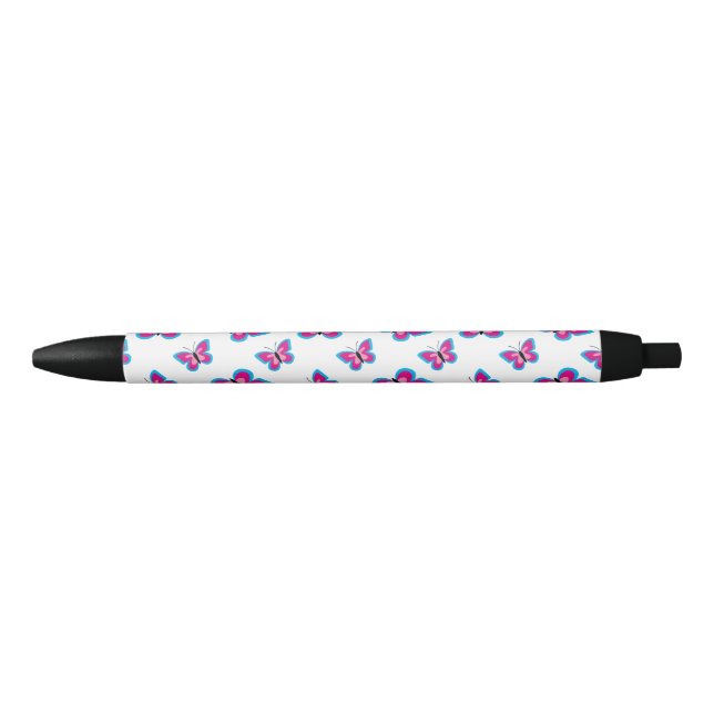 Blue Pink Butterfly Pattern Pen (Front)