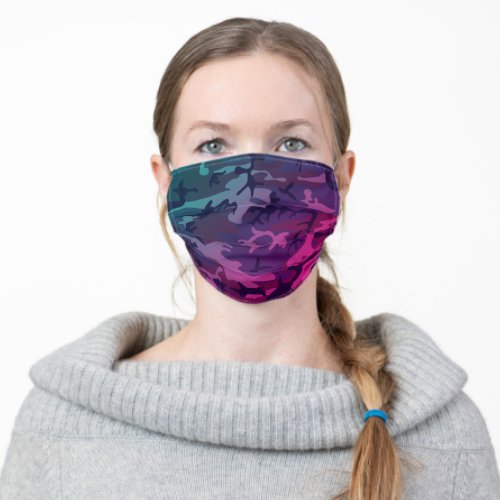 Blue Pink Camo Camouflage Customizable Unisex Adult Cloth Face Mask