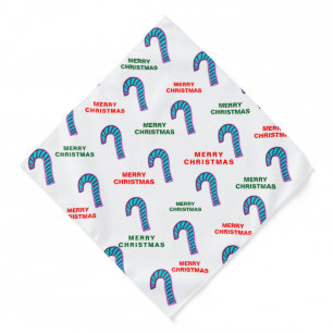 Blue Pink Candy Cane Christmas Bandana