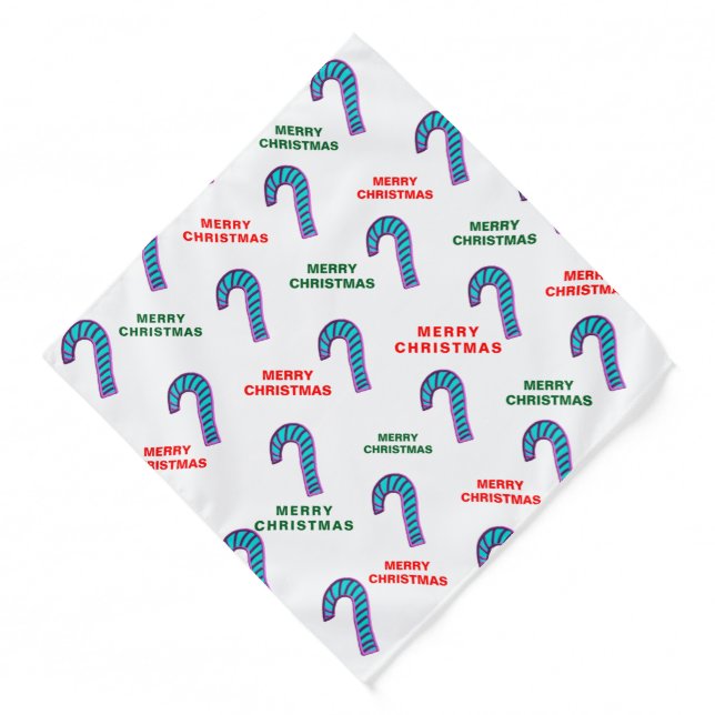 Blue Pink Candy Cane Christmas Bandana (Front)