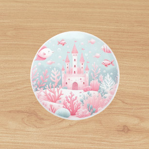 Blue pink castle fish sea fairytale nursery ceramic knob