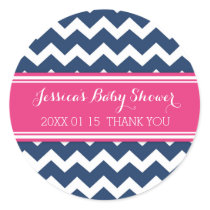 Blue Pink Chevron Baby Shower Favor Stickers