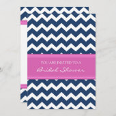 Blue Pink Chevron Bridal Shower Invitation Cards (Front/Back)