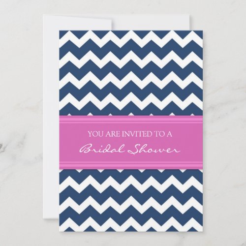 Blue Pink Chevron Bridal Shower Invitation Cards