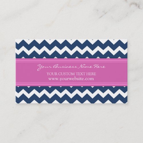 Blue Pink Chevron Retro Business Cards
