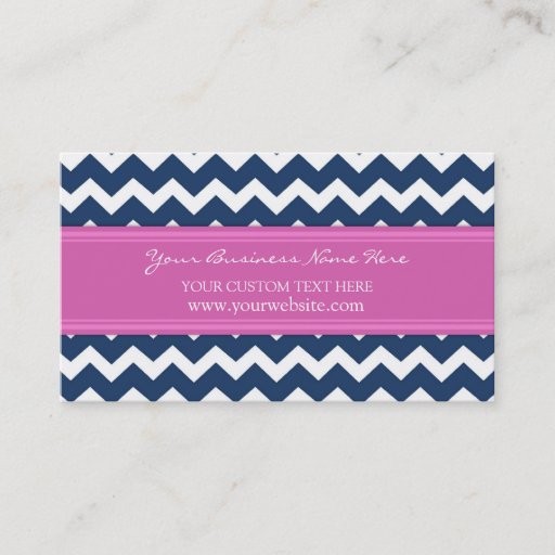 Customizable Blue Pink Chevron Retro Business Cards
