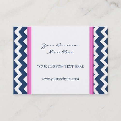 Blue Pink Chevron Retro Business Cards