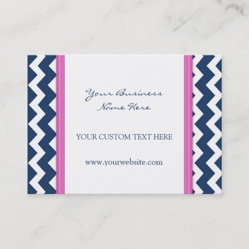Customizable Blue Pink Chevron Retro Business Cards