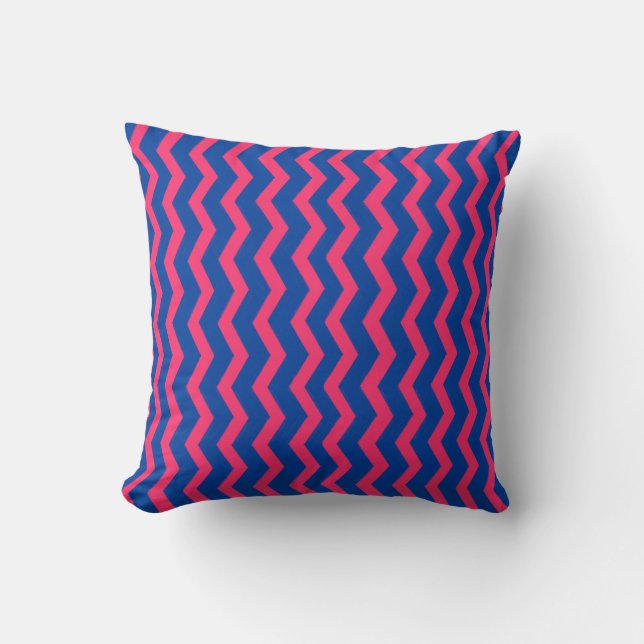 Blue Pink Chevron Throw Pillow (Front)