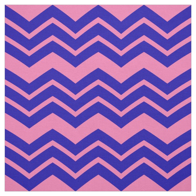 Blue Pink Chevron Zigzag Design  Fabric (Swatch)