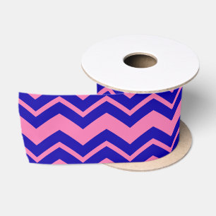 Blue Pink Chevron Zigzag Design  Satin Ribbon