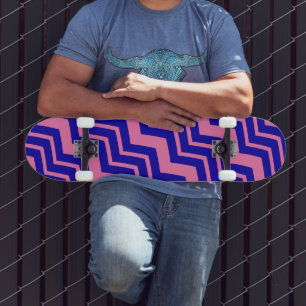 Blue Pink Chevron Zigzag Design Skateboard