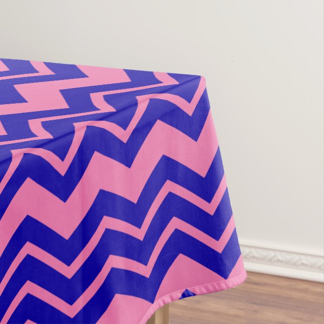 Blue Pink Chevron Zigzag Design  Tablecloth (In Situ)