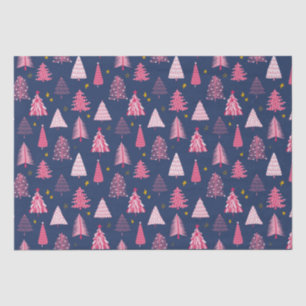 Blue & Pink Christmas Tree Pattern Tissue Paper