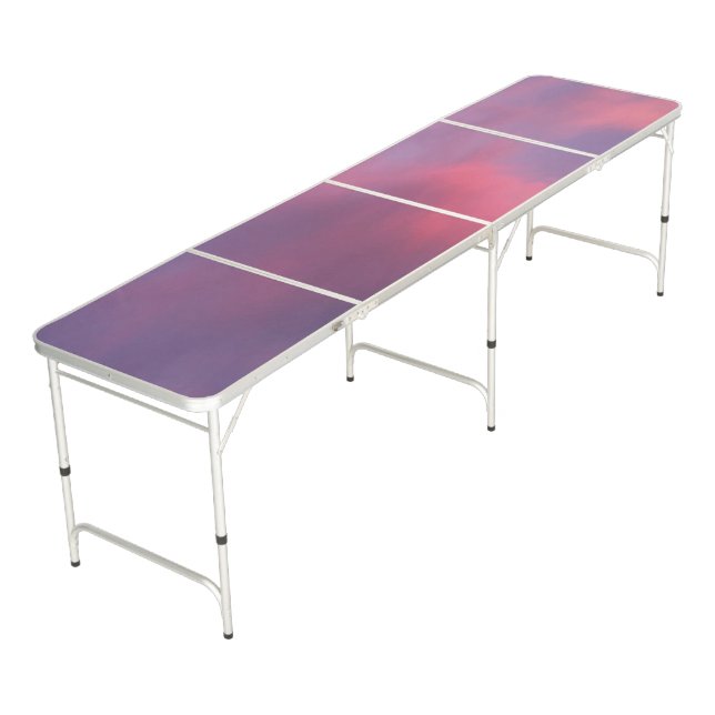 Blue Pink Clouds Beer Pong Table (Angled)